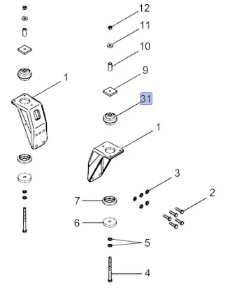 87677703 - Подушка верх. перед. кабины T8/Mg.
